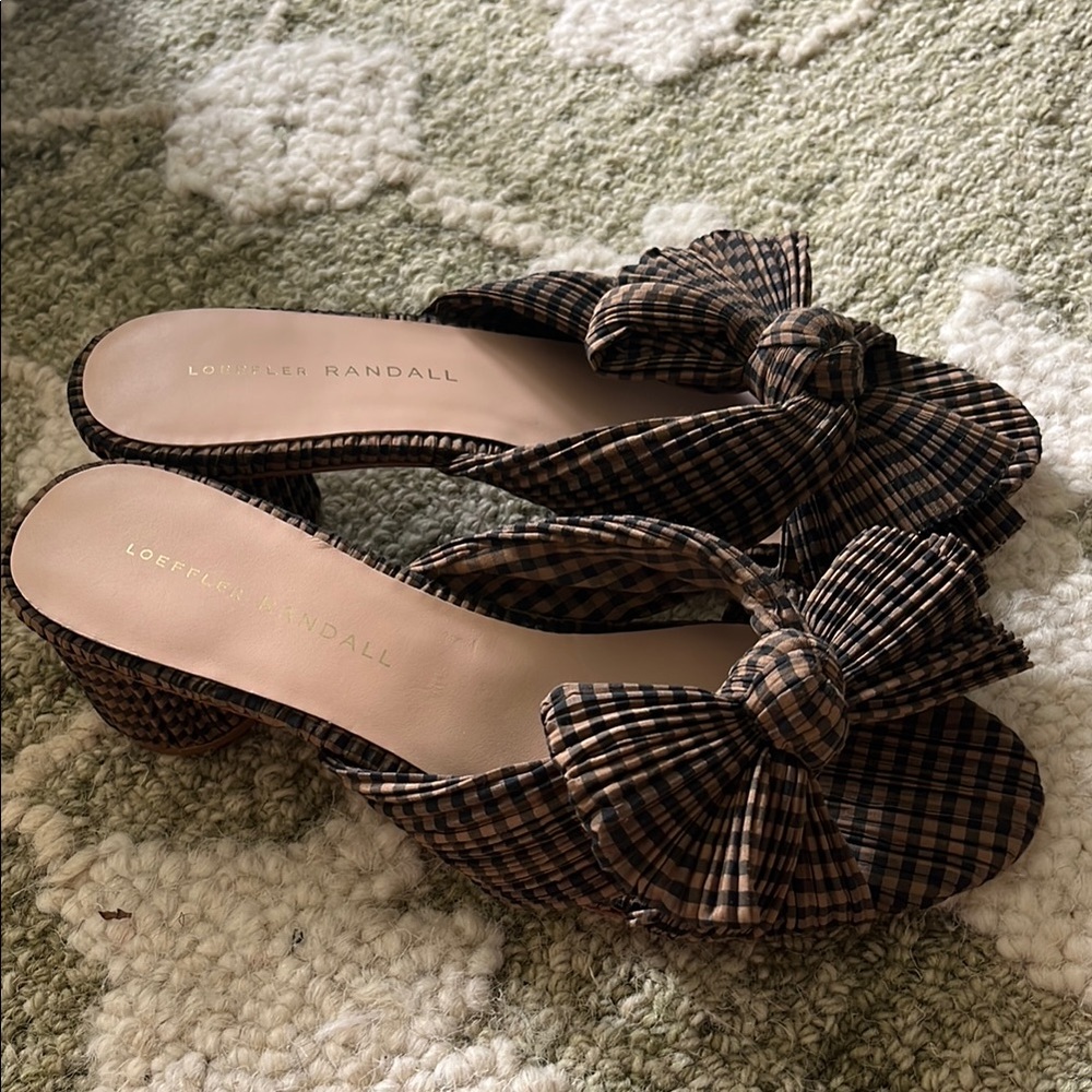Loeffler Randall Women's Plaid Bow Mules - Brown